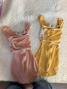 SwaddleDesigns Omni Swaddle Sack 3M 2 Pack Pink Yellow Cotton TOG 1.0